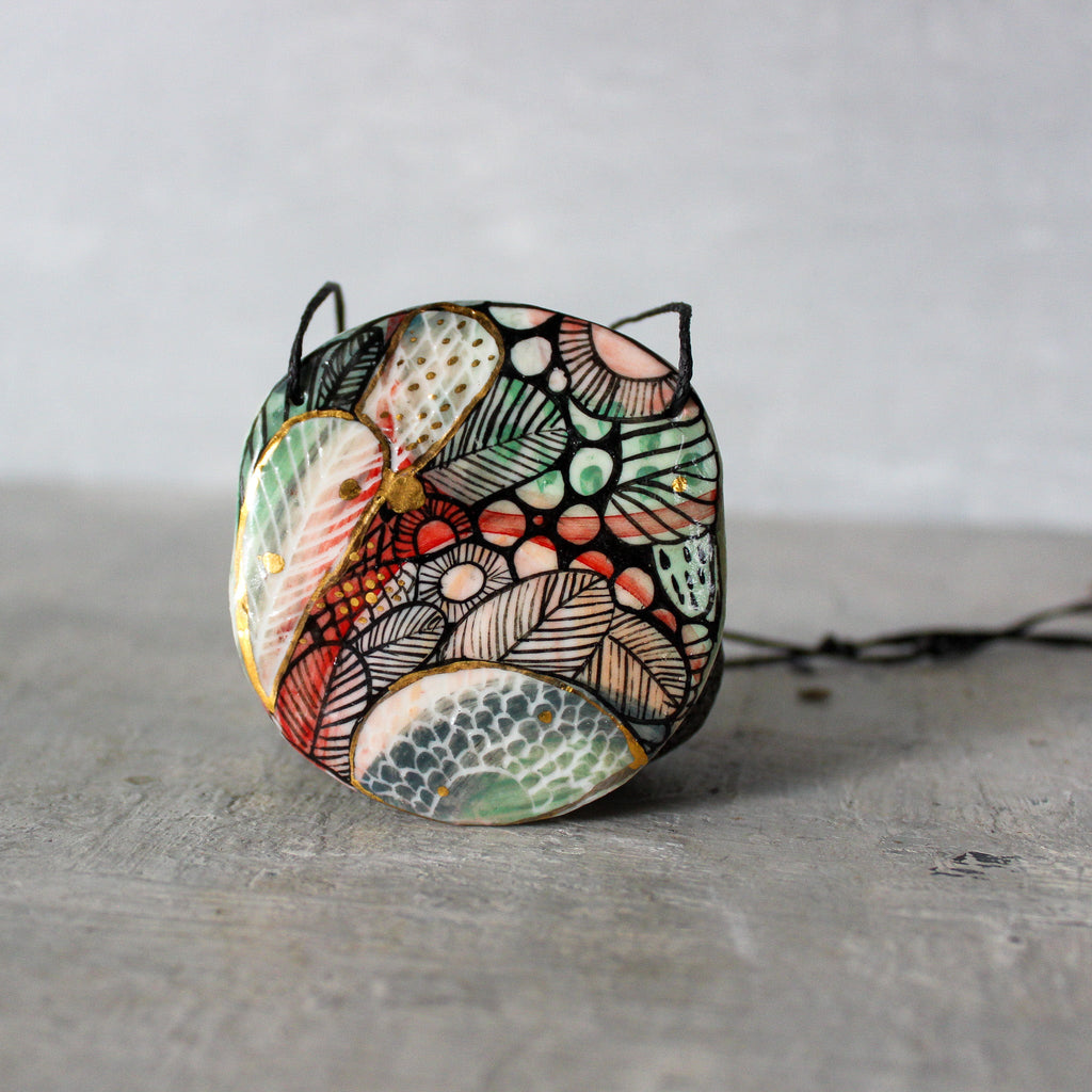 Hand Painted Ceramic Necklace #1 - Tribe Castlemaine