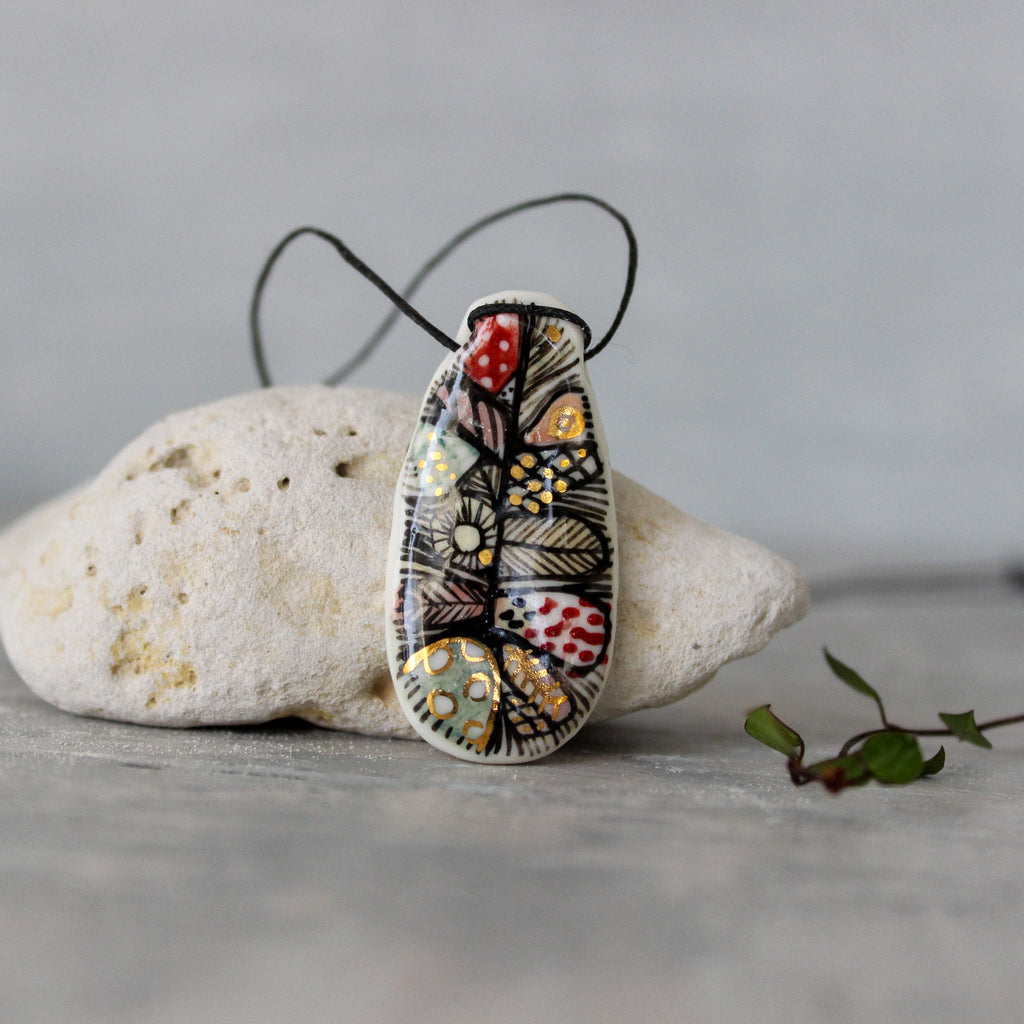 Hand Painted Ceramic Necklace #3 - Tribe Castlemaine