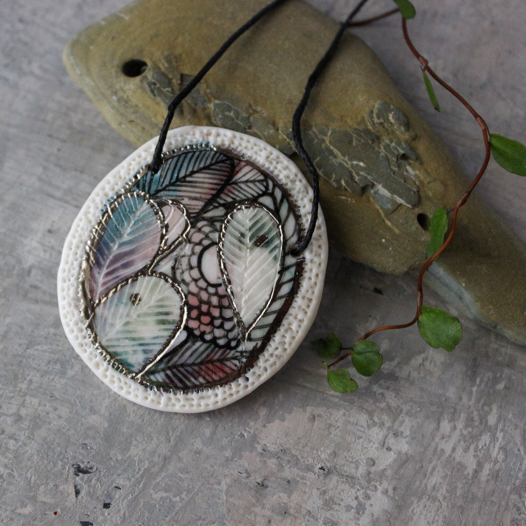 Hand Painted Ceramic Necklace #6 - Tribe Castlemaine