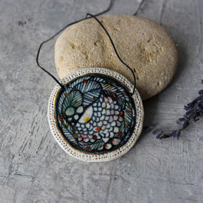 Hand Painted Ceramic Necklace #7 - Tribe Castlemaine