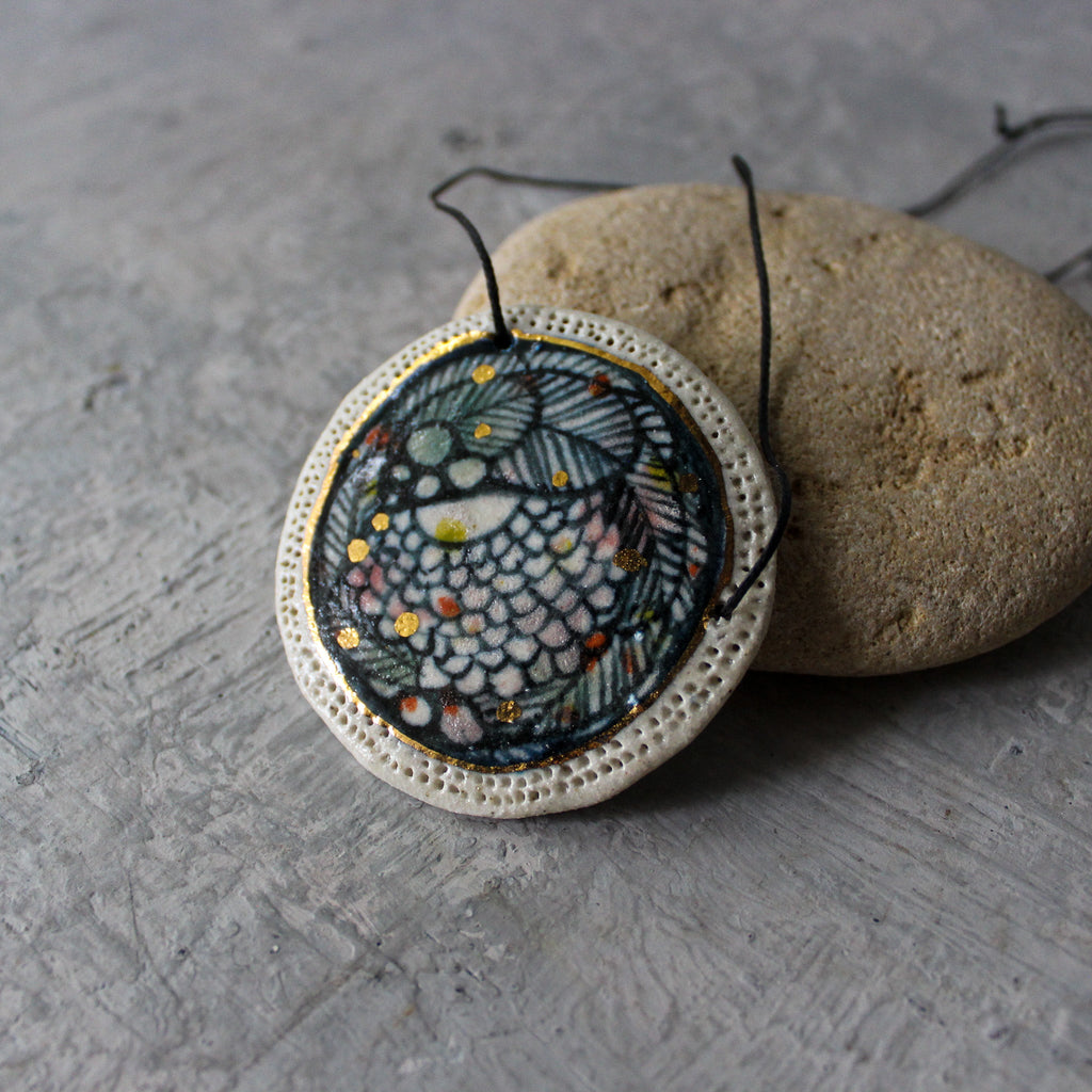 Hand Painted Ceramic Necklace #7 - Tribe Castlemaine