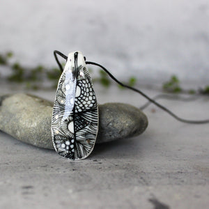 Hand Painted Ceramic Necklace Feather #1