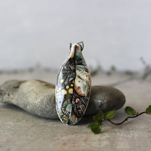 Hand Painted Ceramic Necklace Feather #3 - Tribe Castlemaine