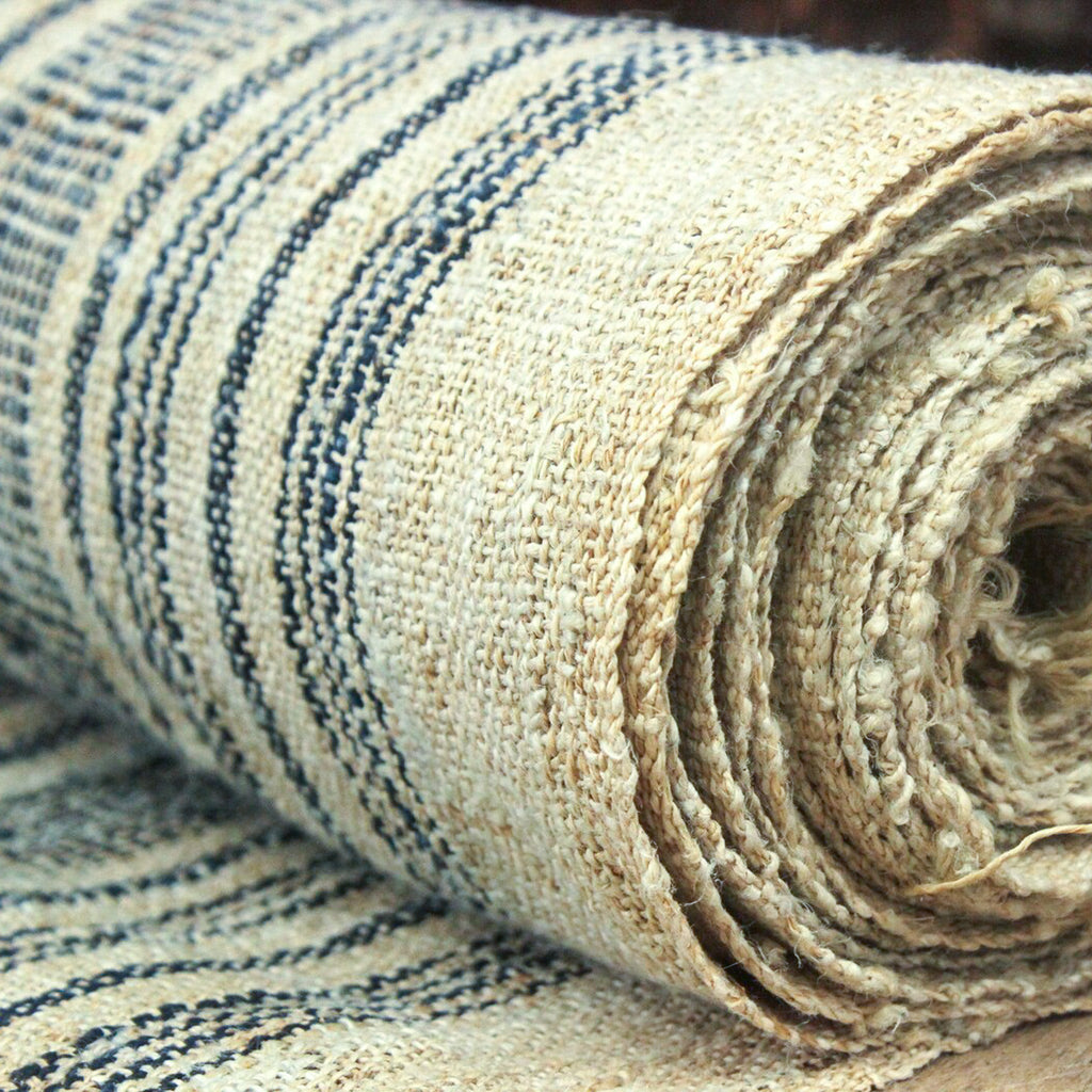 Hand Woven Hemp Fabric Vintage Stripe - Tribe Castlemaine