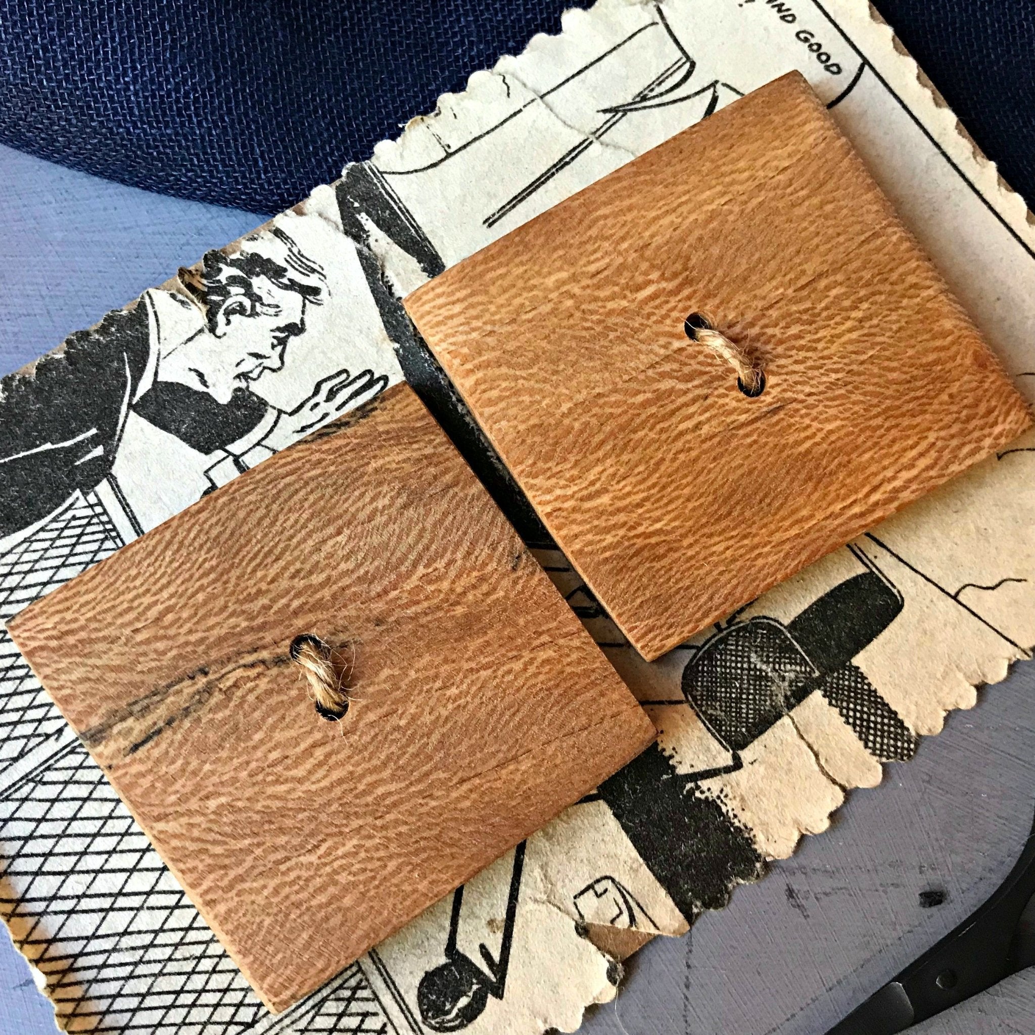 Handcarved Wooden Feature Buttons : Square - Tribe Castlemaine
