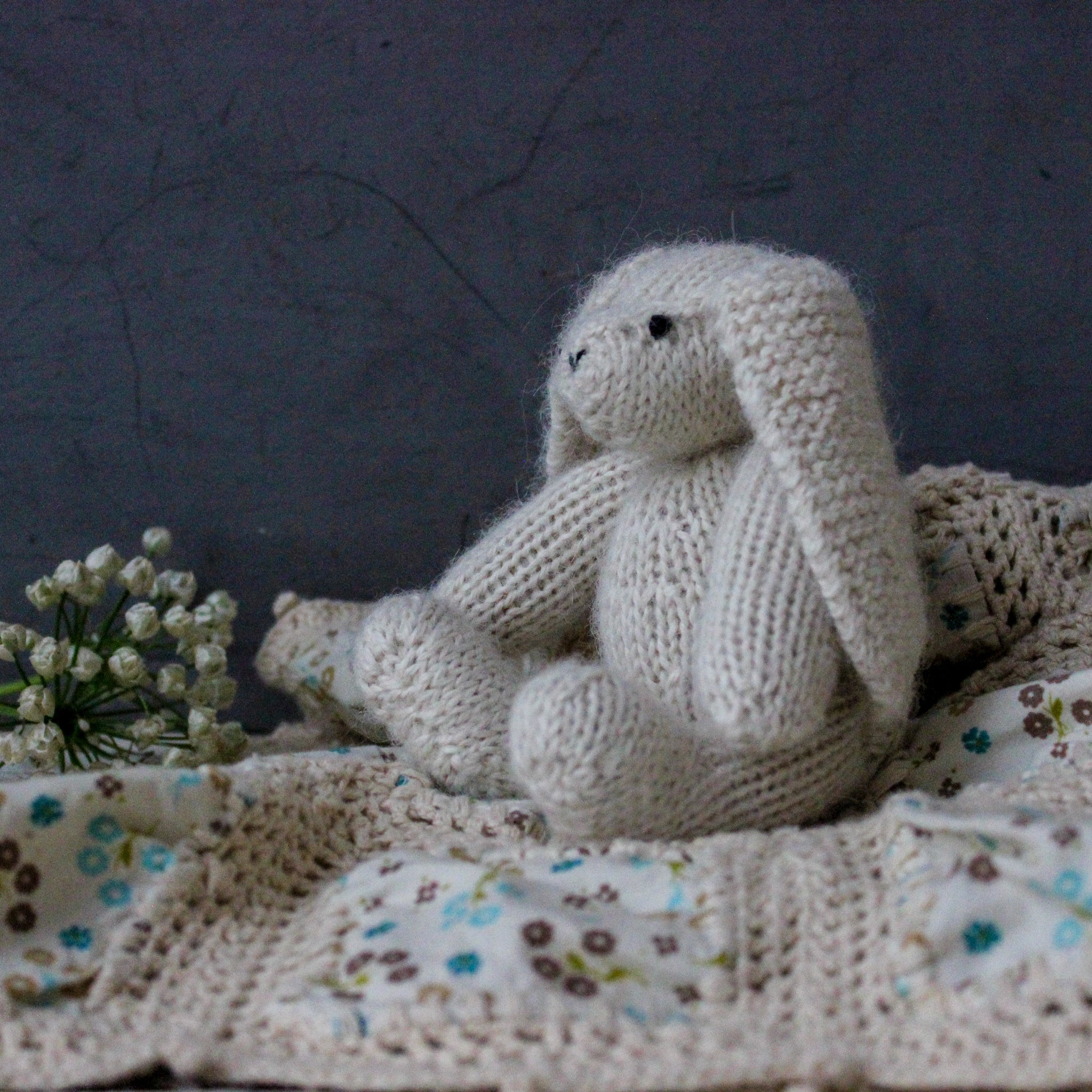 Handknitted White Bunny - Tribe Castlemaine