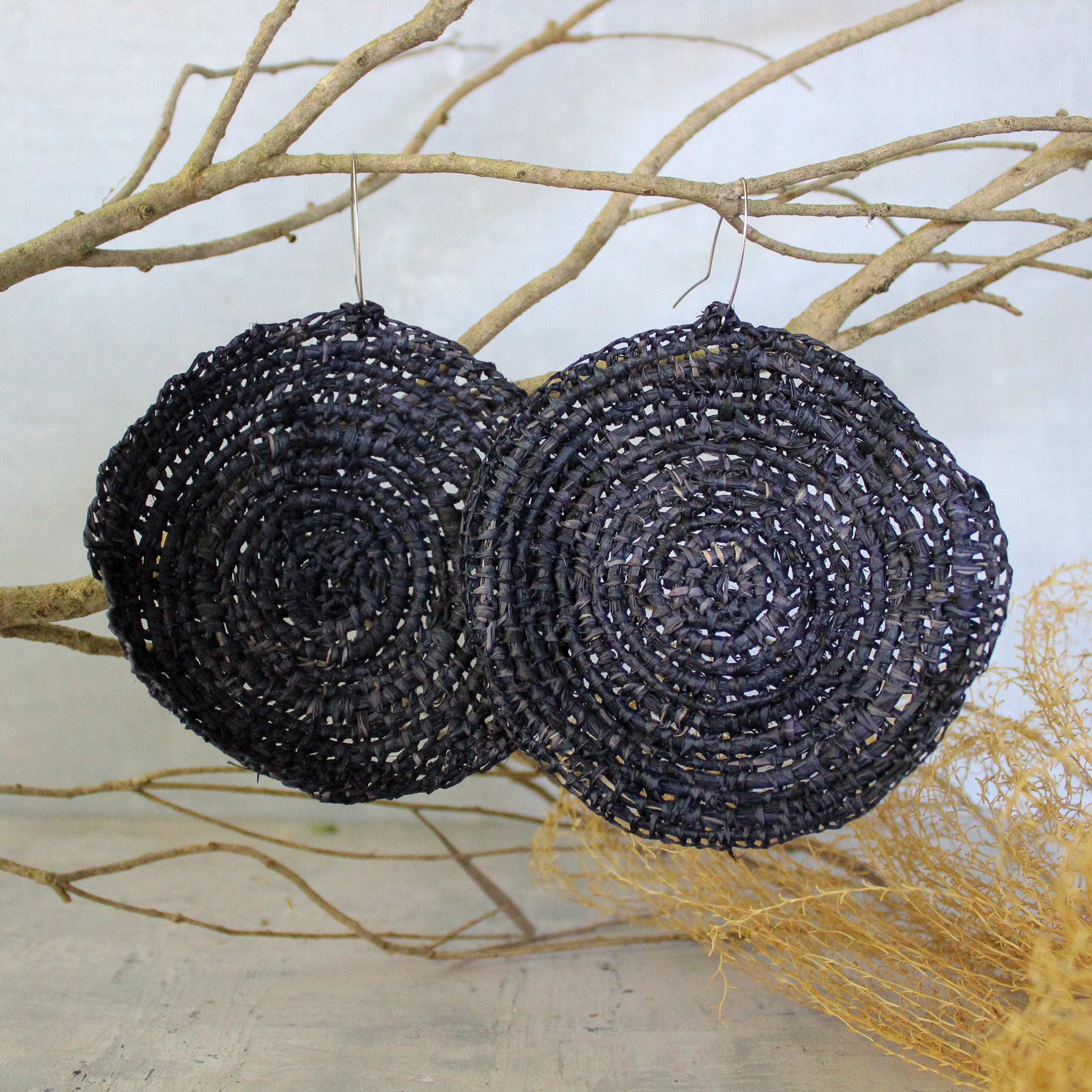 Handwoven Raffia Earrings - Tribe Castlemaine