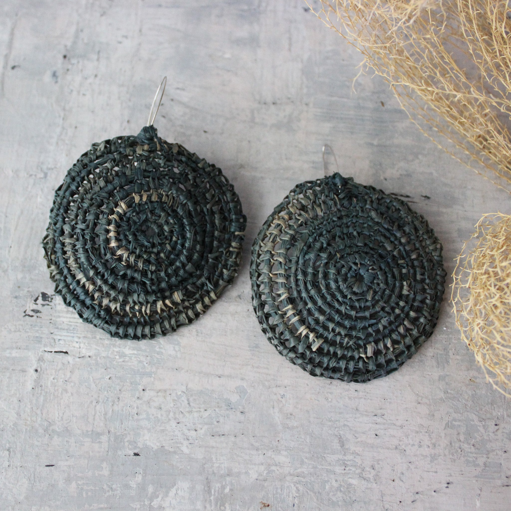 Handwoven Raffia Earrings - Tribe Castlemaine