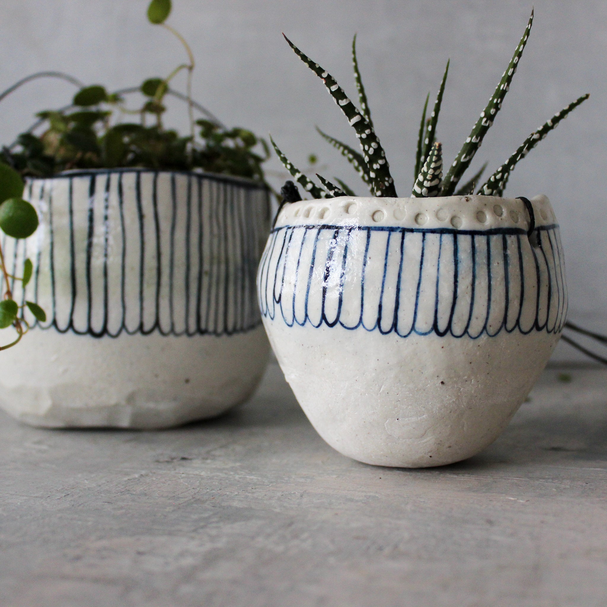 Hanging Ceramic Planters Blue Daisy - Tribe Castlemaine