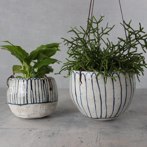 Hanging Ceramic Planters Blue Daisy - Tribe Castlemaine