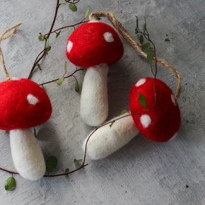 Hanging Felt Toadstools - Tribe Castlemaine