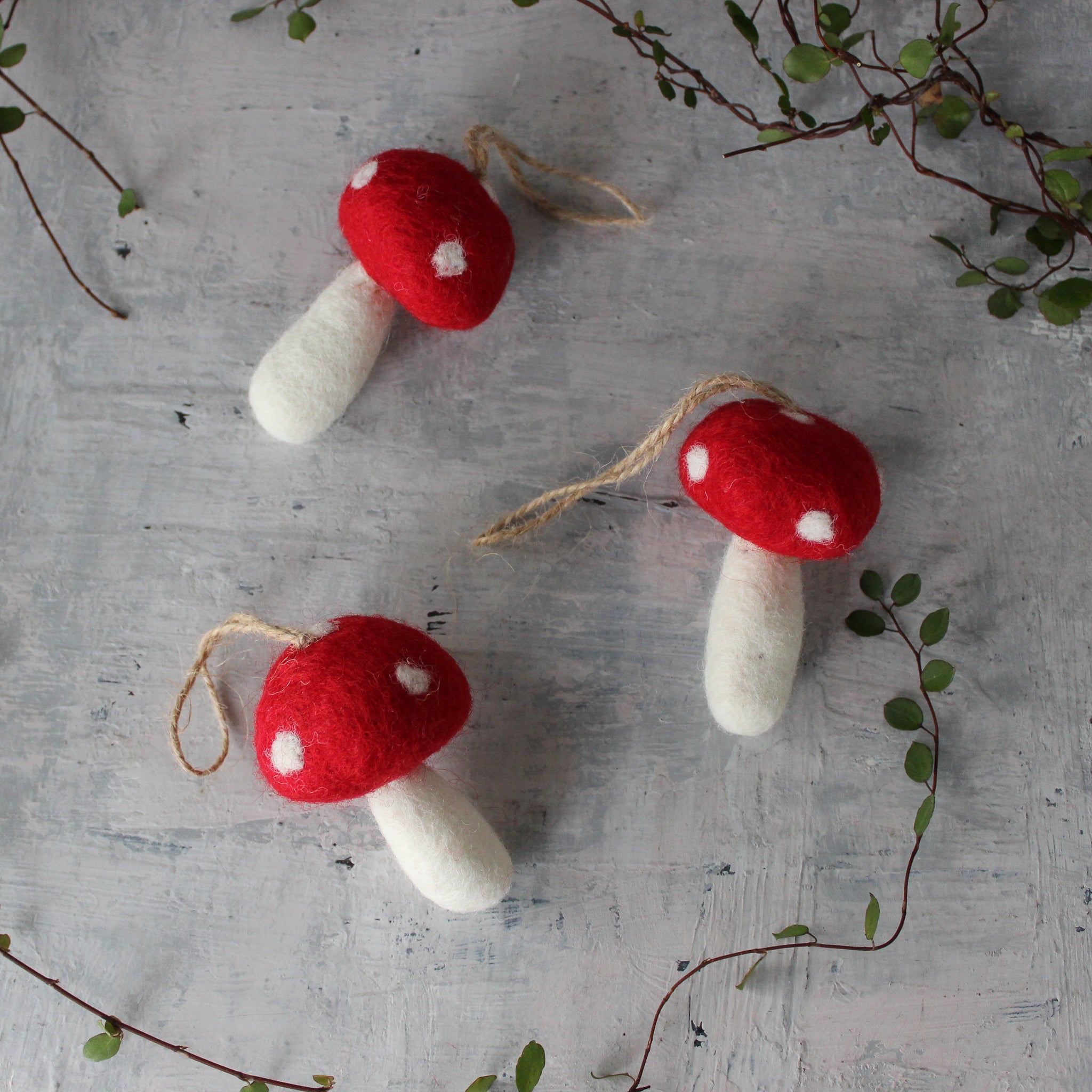 Hanging Felt Toadstools - Tribe Castlemaine