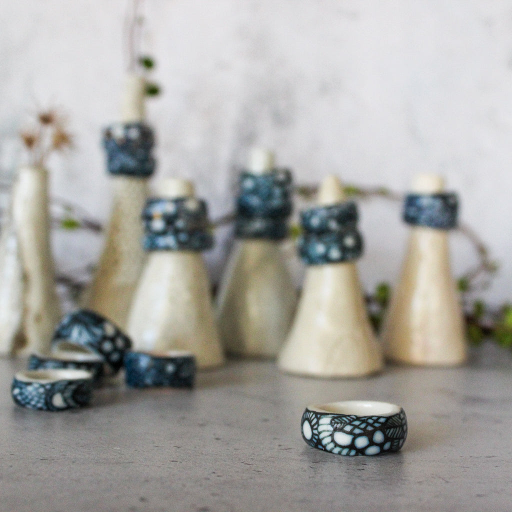 Indigo Painted Porcelain Bands - Tribe Castlemaine