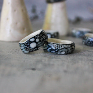 Indigo Silver Painted Porcelain Bands - Tribe Castlemaine