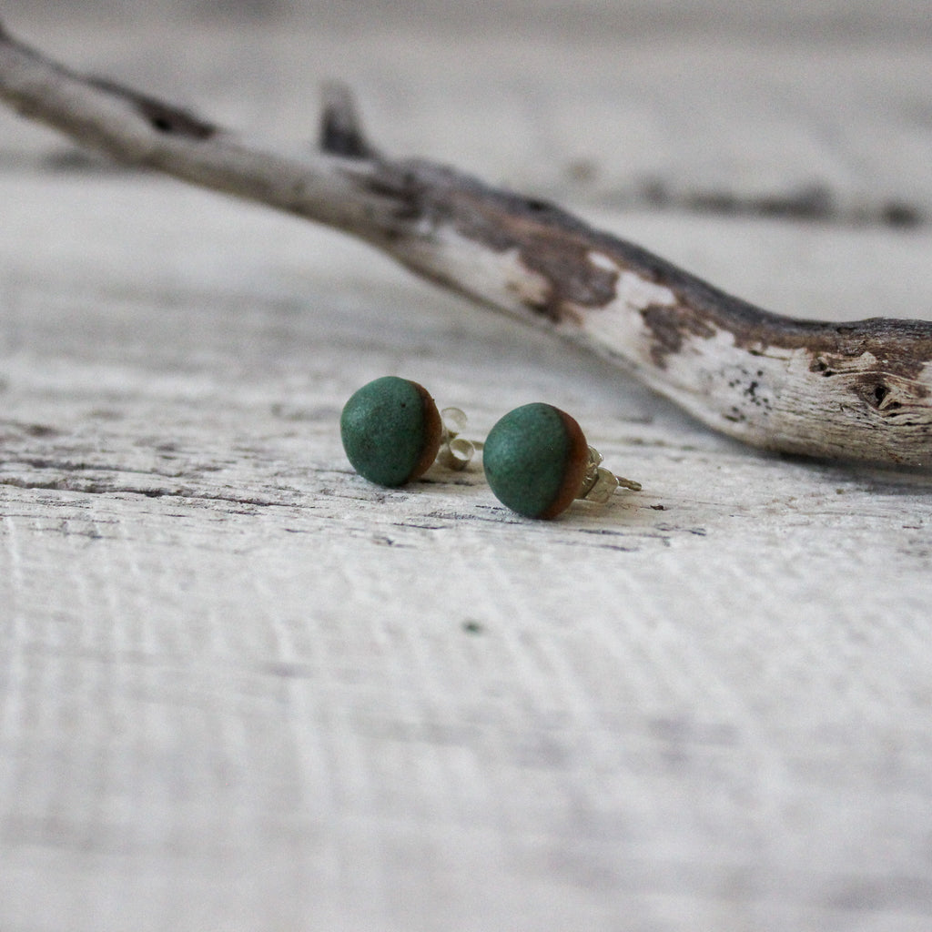 Jadeite Acorn Studs - Tribe Castlemaine