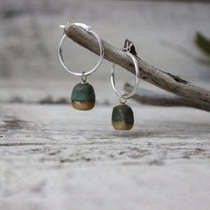 Jadeite Rough Stone Hoop Earrings - Tribe Castlemaine