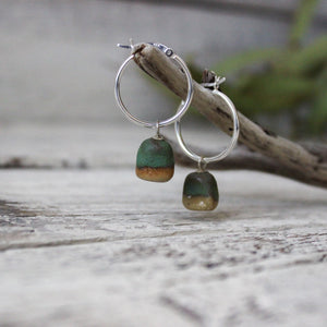 Jadeite Rough Stone Hoop Earrings - Tribe Castlemaine