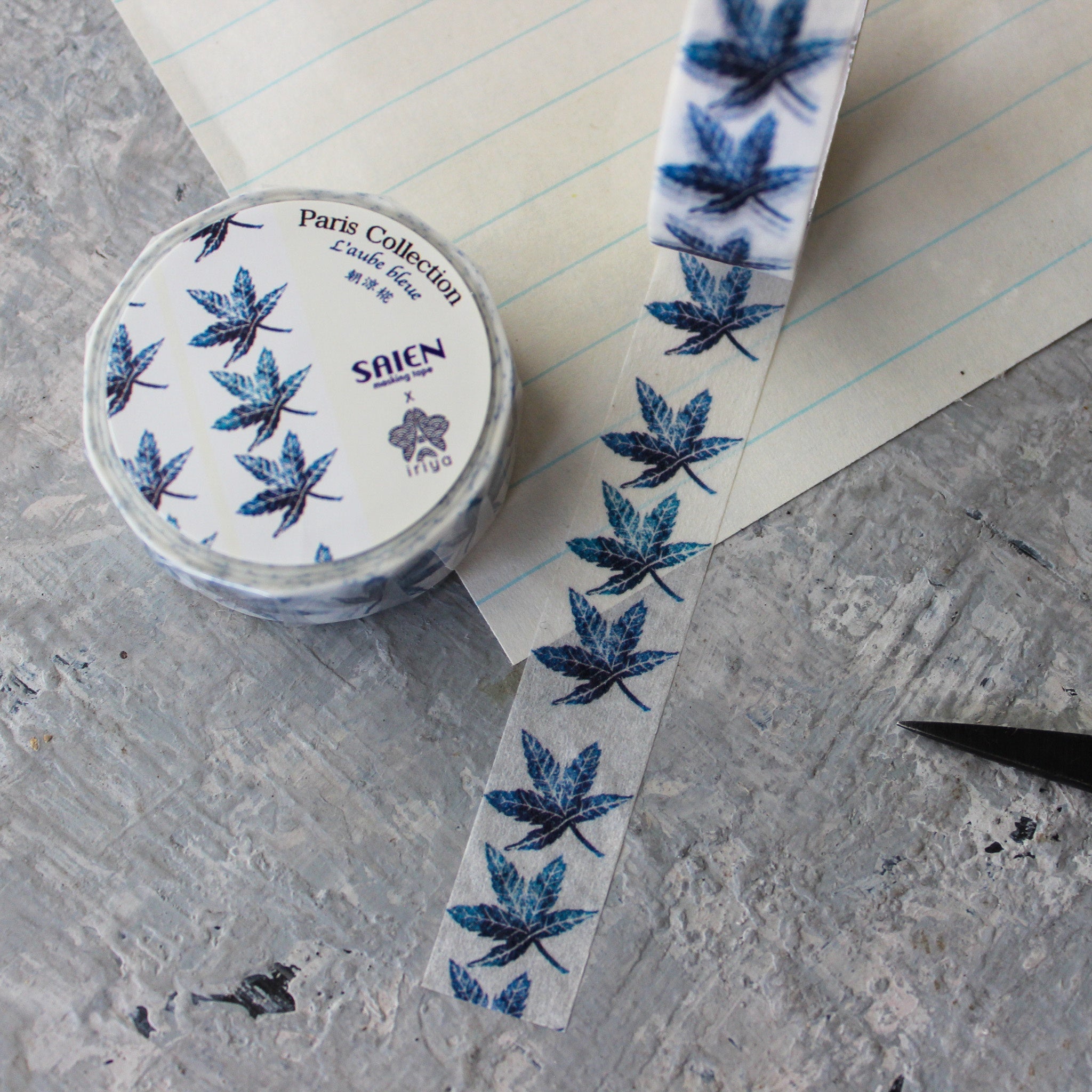 Japanese Washi Tape Blue Leaf - Tribe Castlemaine