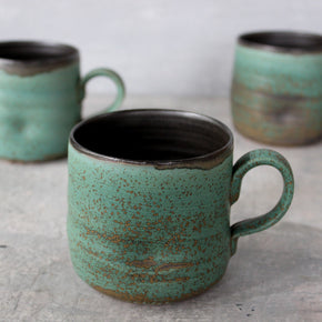 Large Black & Green Handled Mugs - Tribe Castlemaine