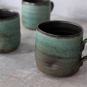 Large Black & Green Handled Mugs - Tribe Castlemaine