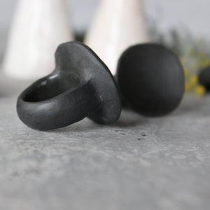 Large Black Satin Porcelain Rings - Tribe Castlemaine