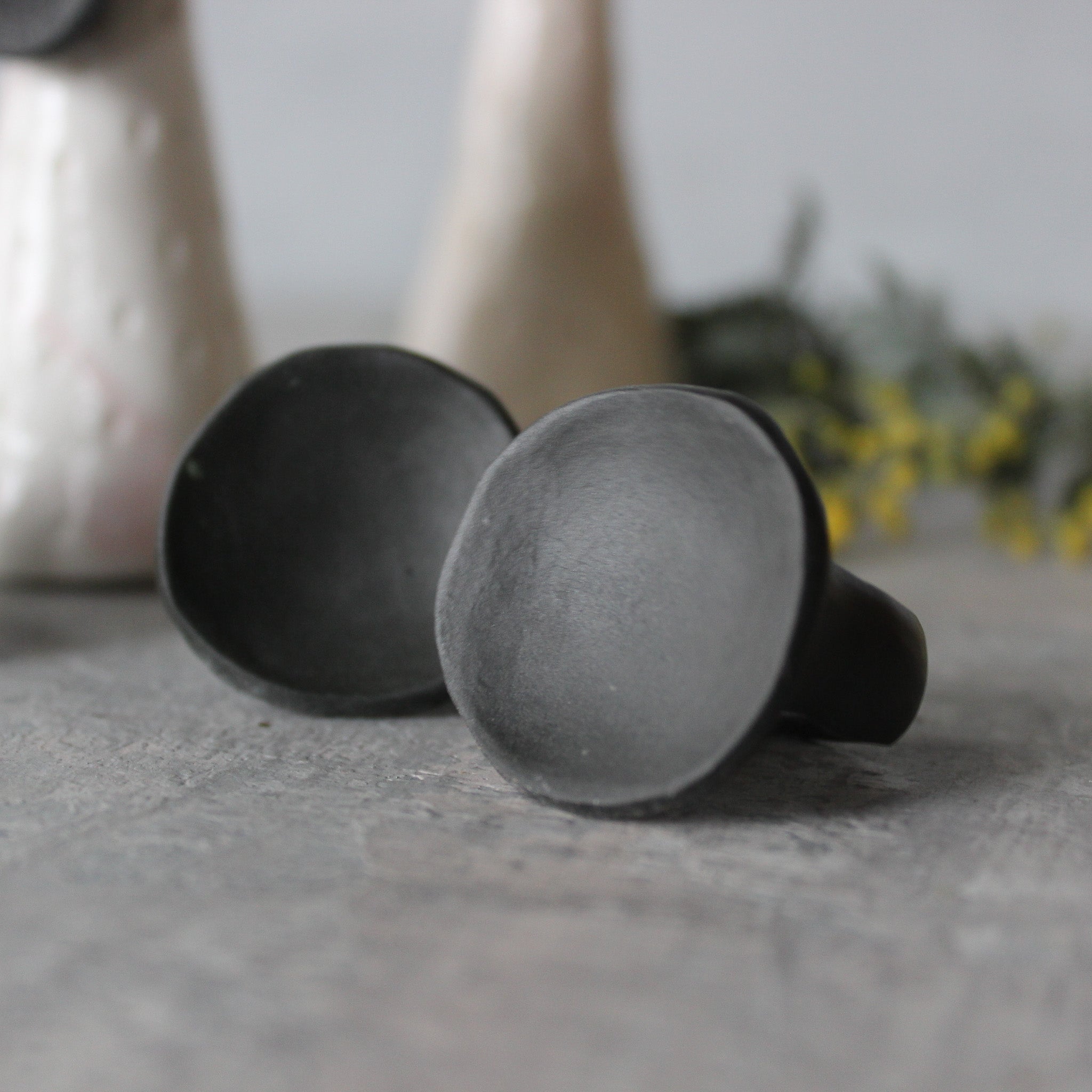 Large Black Satin Porcelain Rings - Tribe Castlemaine