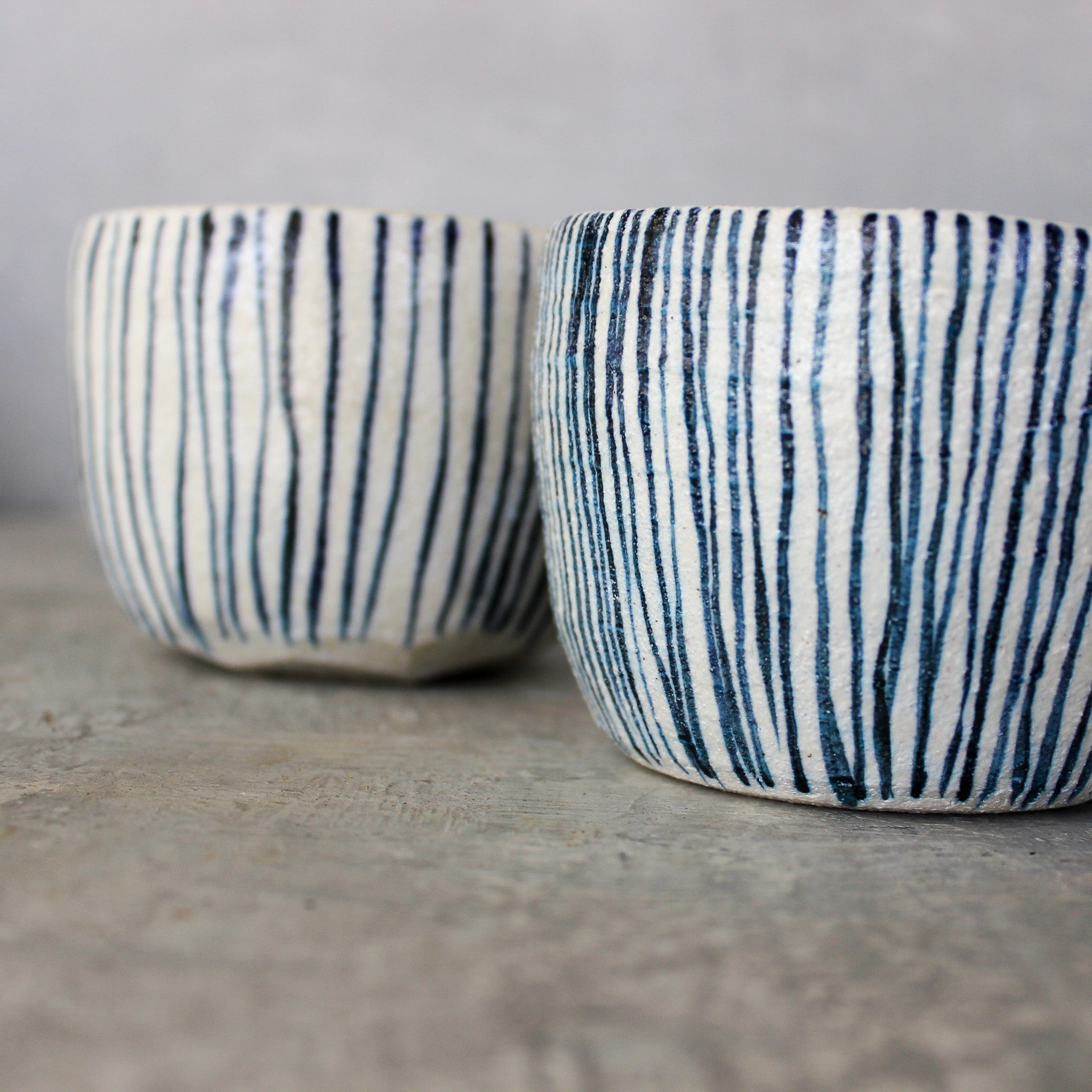 Large Ceramic Latte Mugs : Blue Lines - Tribe Castlemaine