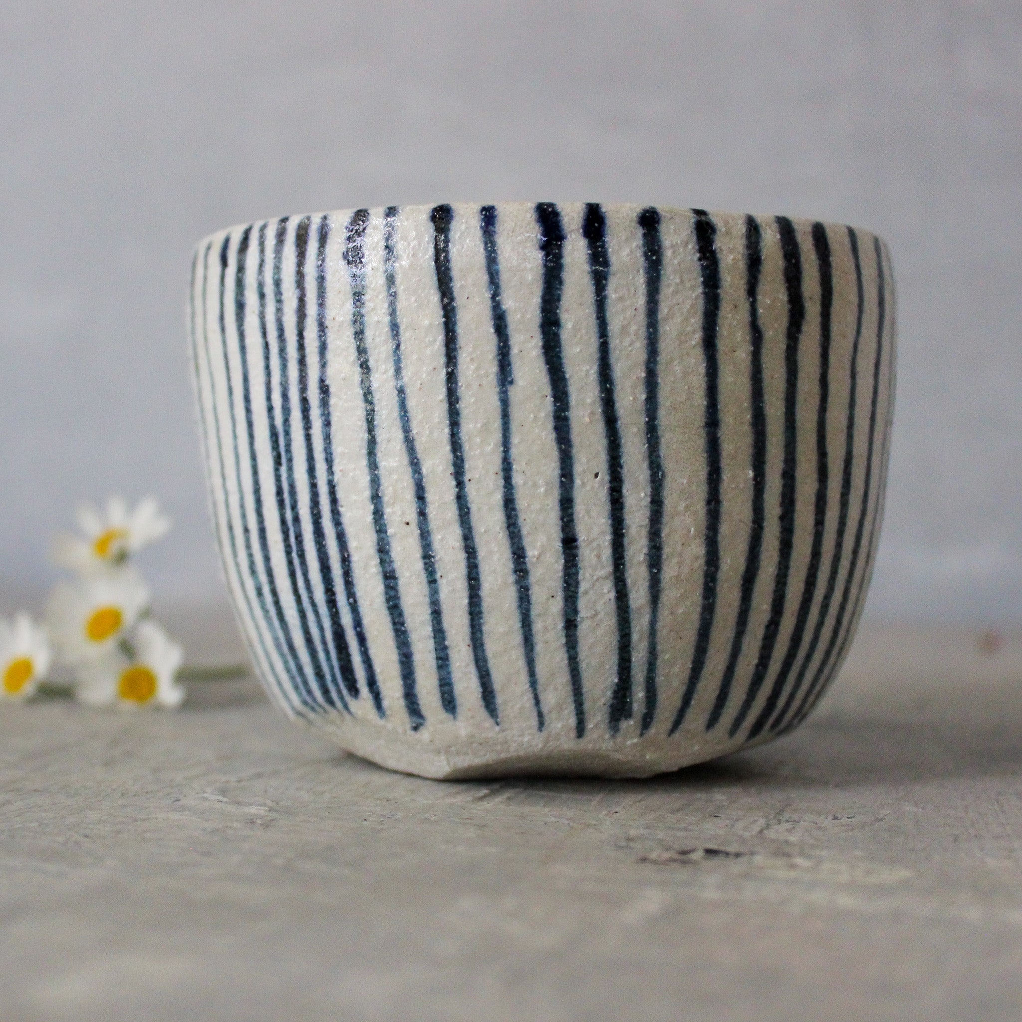 Large Ceramic Latte Mugs : Blue Lines - Tribe Castlemaine