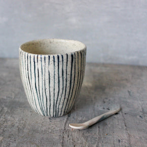 Large Ceramic Latte Mugs : Blue Lines - Tribe Castlemaine