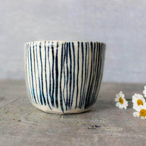 Large Ceramic Latte Mugs : Blue Lines - Tribe Castlemaine