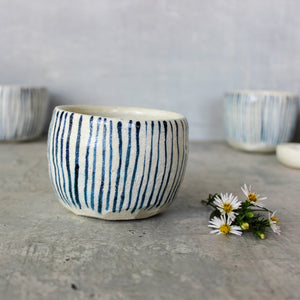 Large Ceramic Latte Mugs : Blue Lines - Tribe Castlemaine