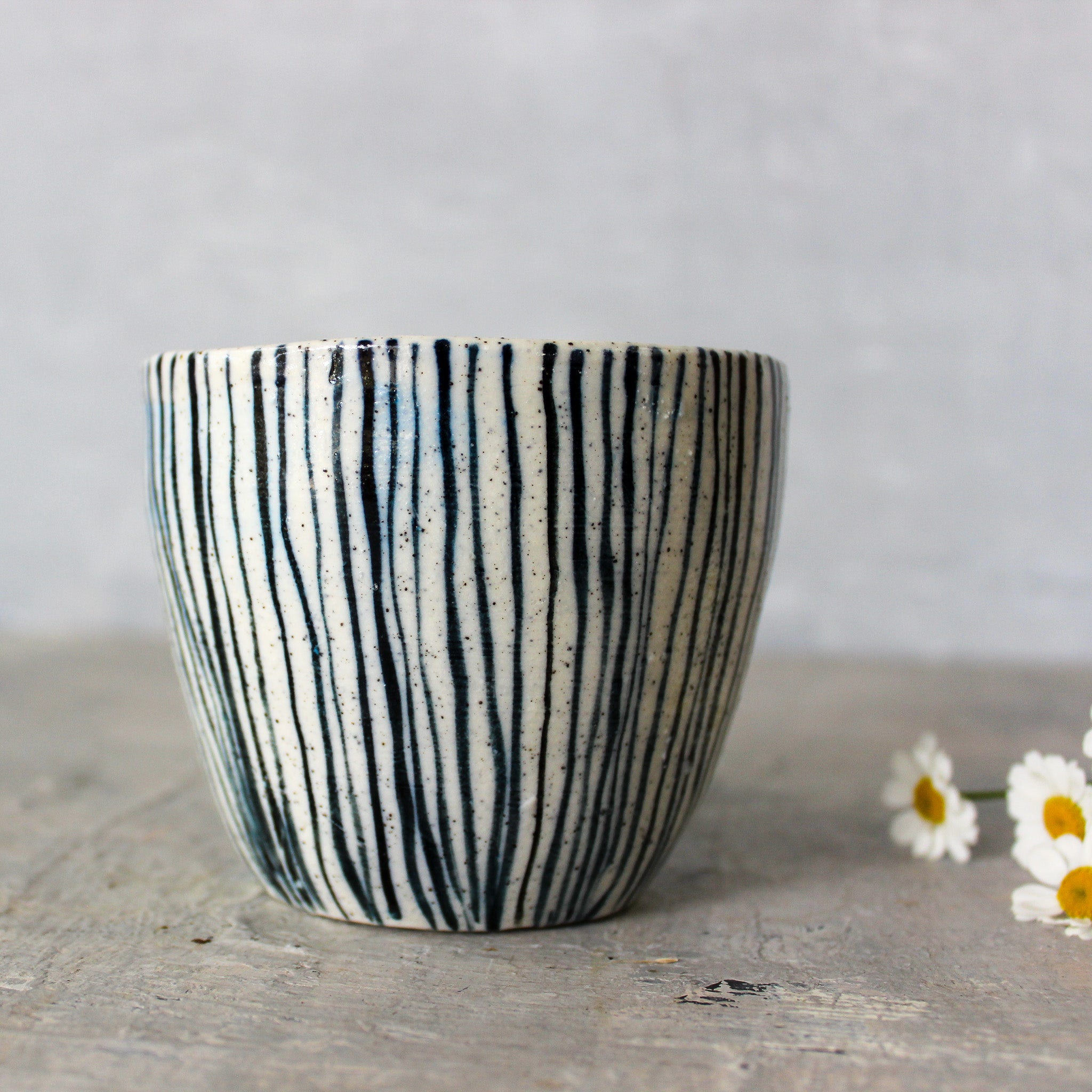 Large Ceramic Latte Mugs : Blue Lines - Tribe Castlemaine