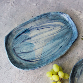 Large Ceramic Trays Blue Brush - Tribe Castlemaine