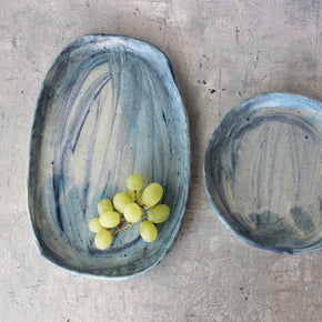 Large Ceramic Trays Blue Brush - Tribe Castlemaine