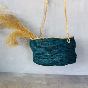 Large Handwoven Hanging Basket Blue - Tribe Castlemaine