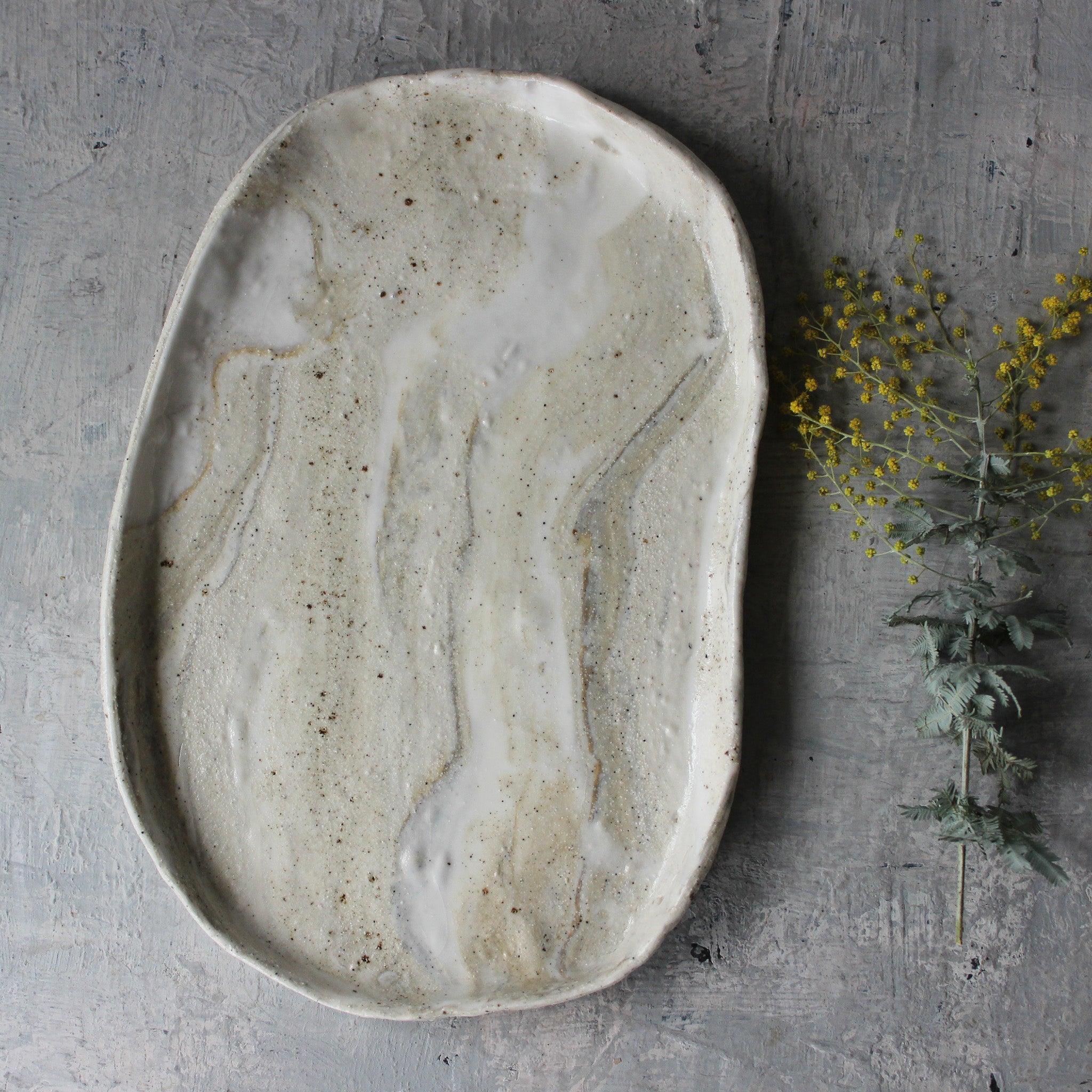 Large Marbled Ceramic Plates - Tribe Castlemaine