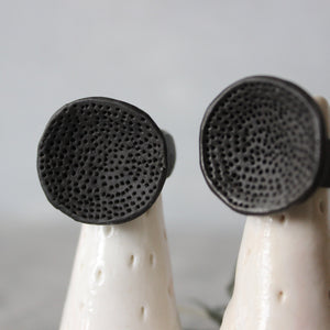 Large Round Coral Porcelain Rings Black - Tribe Castlemaine