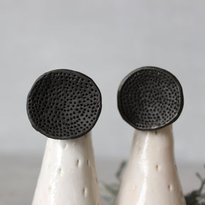 Large Round Coral Porcelain Rings Black - Tribe Castlemaine