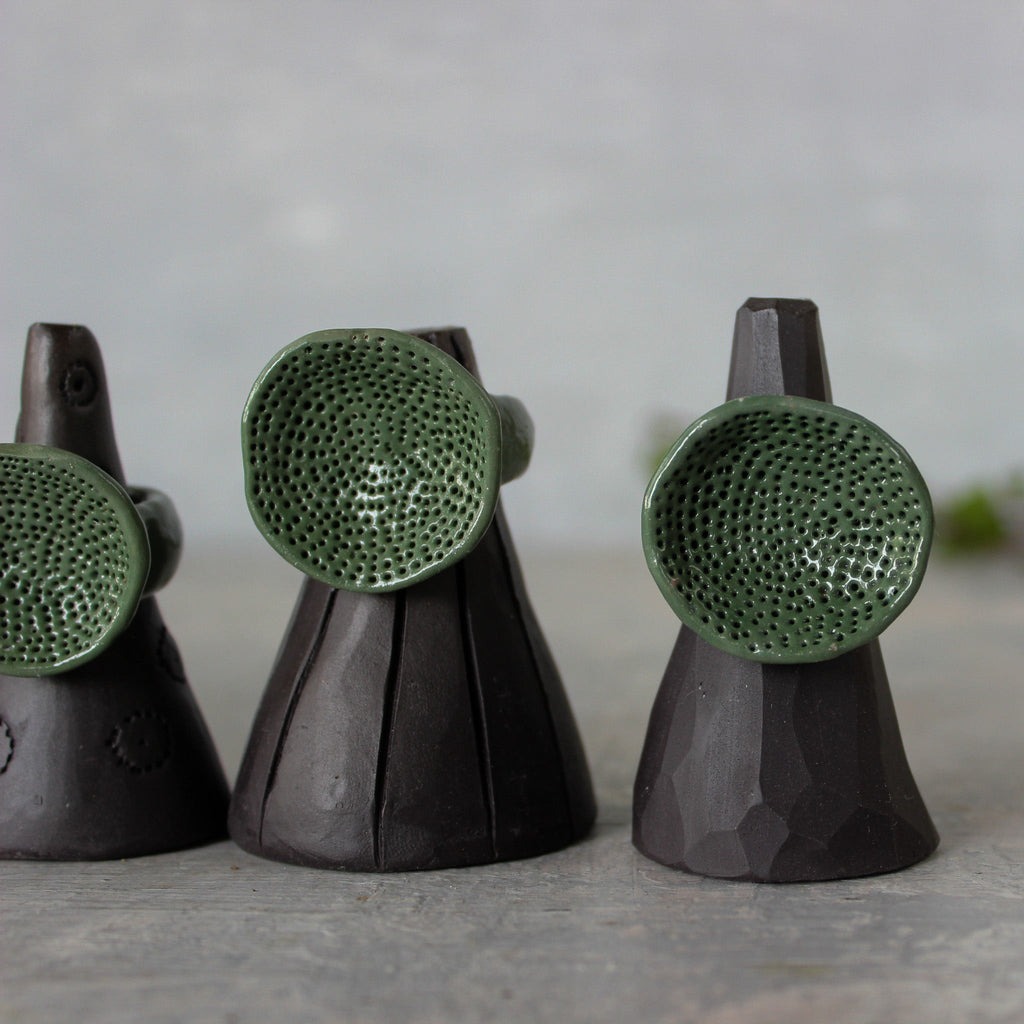 Large Round Coral Porcelain Rings Green - Tribe Castlemaine