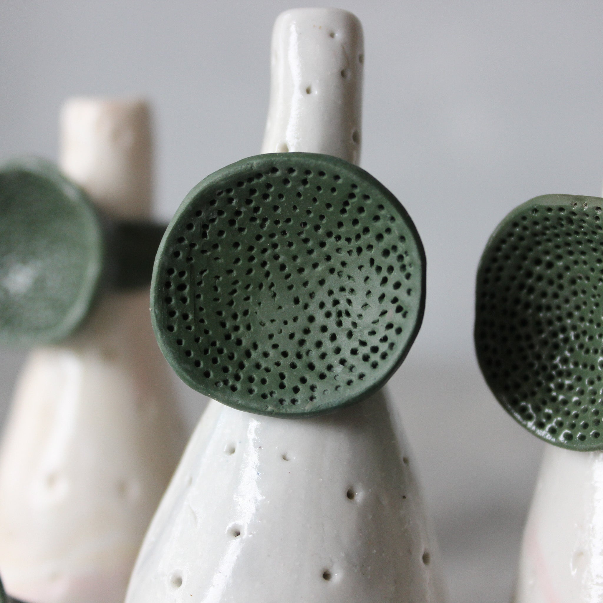 Large Round Coral Porcelain Rings Green - Tribe Castlemaine