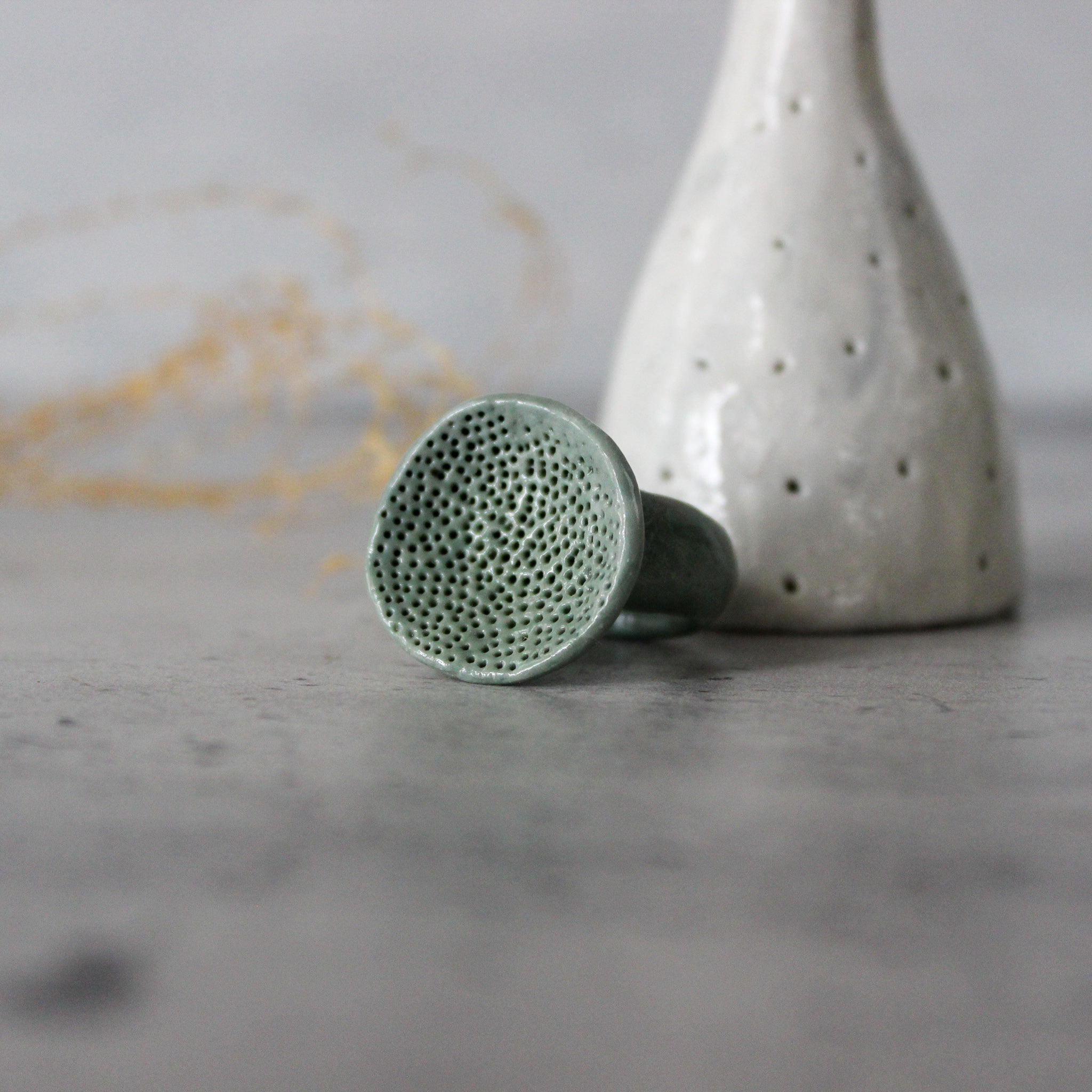 Large Round Coral Porcelain Rings Green Blue - Tribe Castlemaine