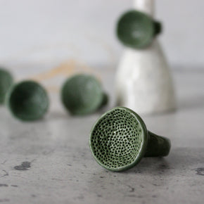 Large Round Coral Porcelain Rings Green Blue - Tribe Castlemaine