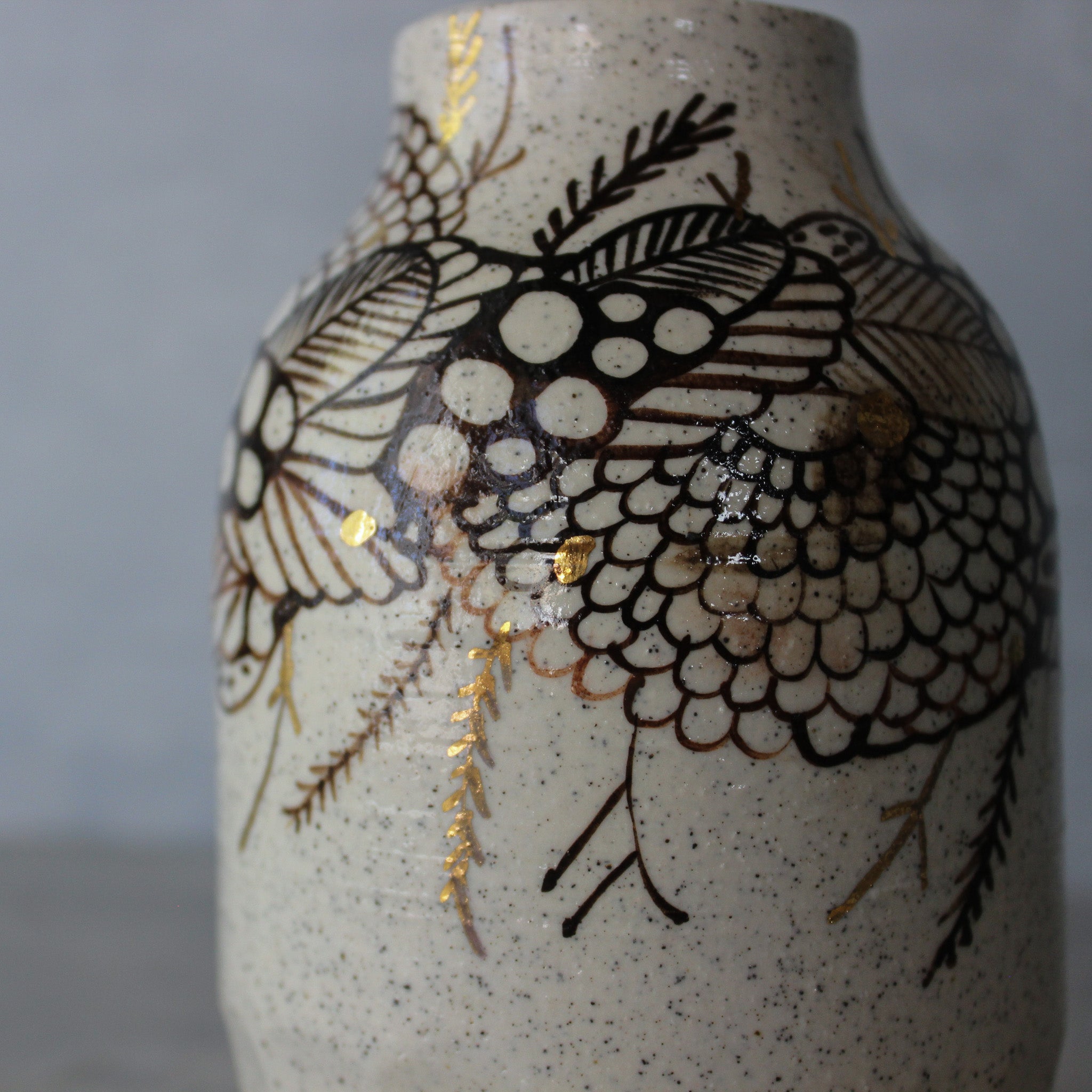 Large Sepia Painted Detail Vase - Tribe Castlemaine