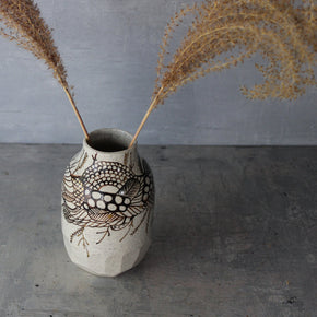 Large Sepia Painted Detail Vase - Tribe Castlemaine