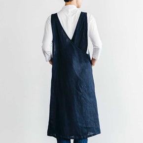 Linen Apron Dress : Ink Navy - Tribe Castlemaine