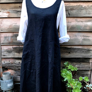 Linen Apron Dress : Ink Navy - Tribe Castlemaine