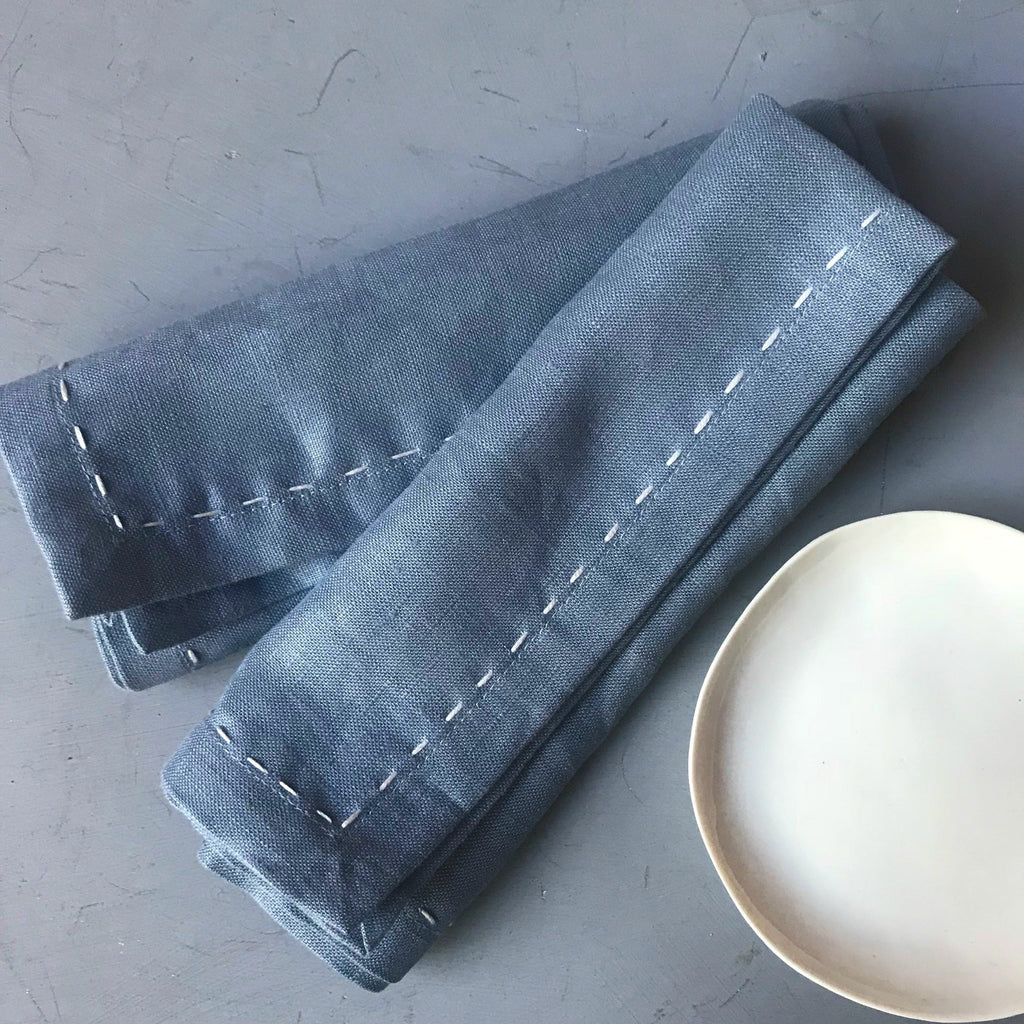 Linen Napkins with Slow Stitch Detail - Tribe Castlemaine