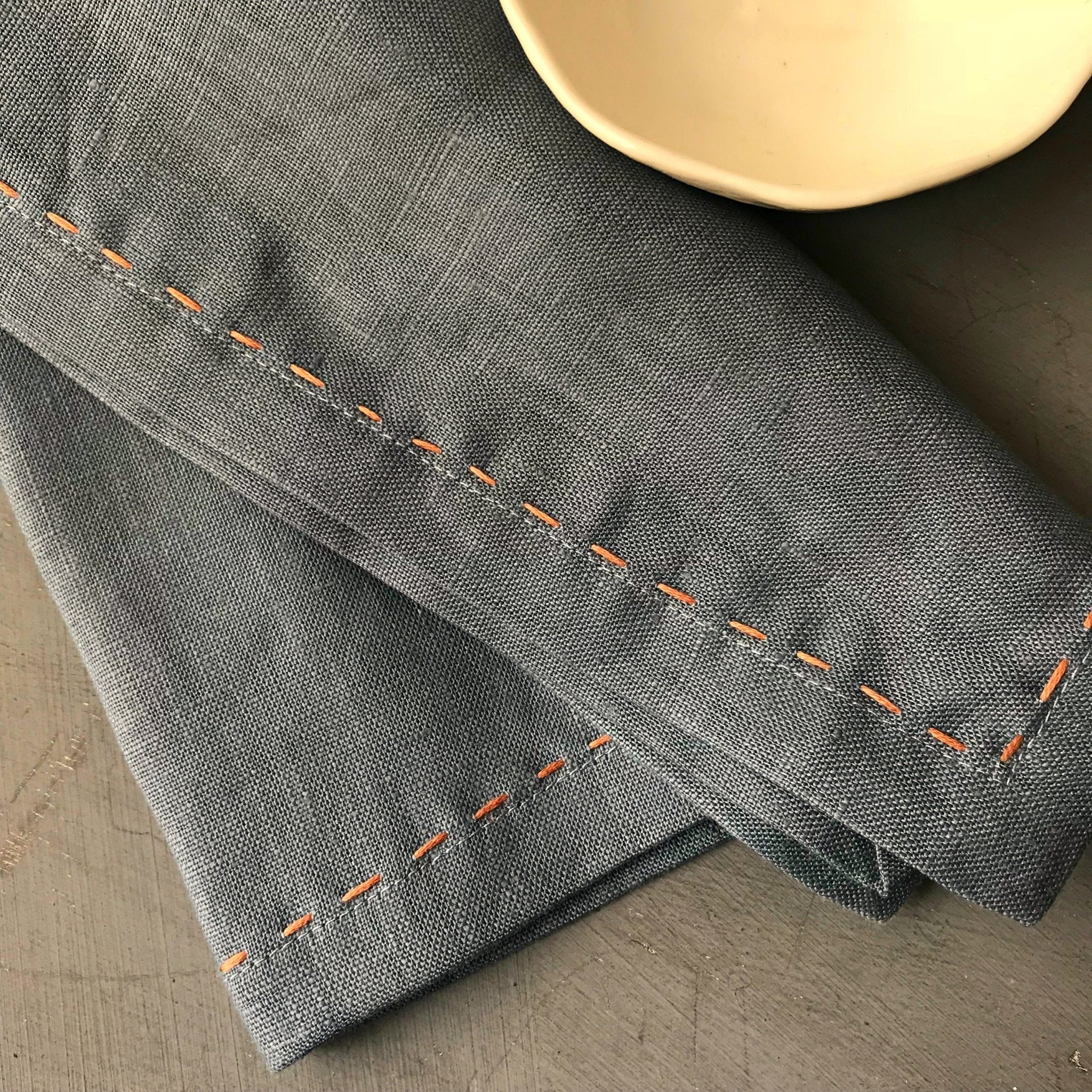 Linen Napkins with Slow Stitch Detail - Tribe Castlemaine