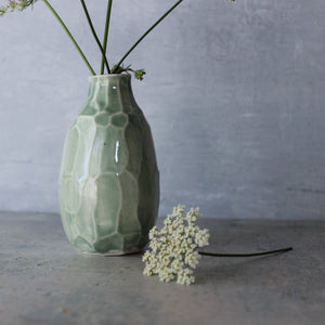 Little Faceted Green Vases - Tribe Castlemaine