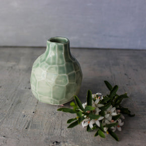 Little Faceted Green Vases - Tribe Castlemaine